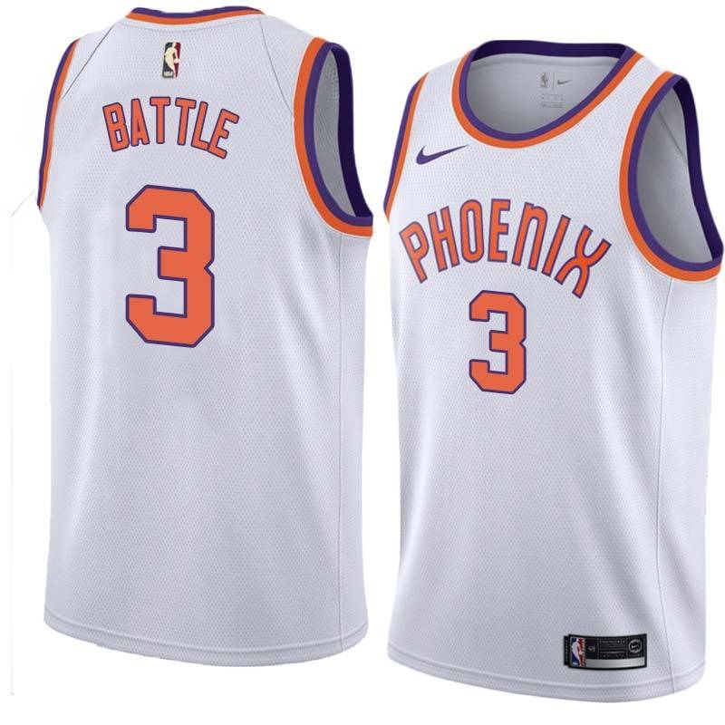 White Kenny Battle SUNS #3 Twill Basketball Jersey FREE SHIPPING