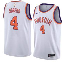 White Ricky Sobers SUNS #4 Twill Basketball Jersey FREE SHIPPING