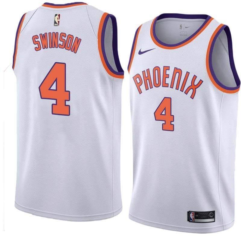 White Aaron Swinson SUNS #4 Twill Basketball Jersey FREE SHIPPING