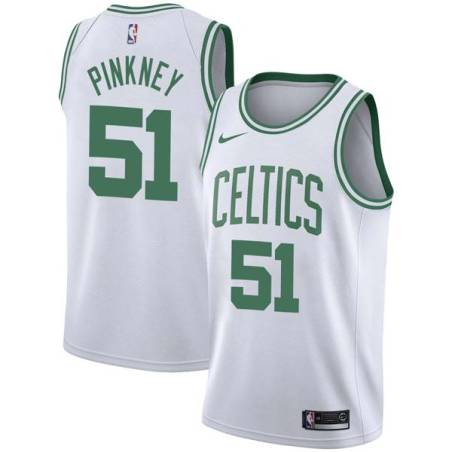 White Kevinn Pinkney Twill Basketball Jersey -Celtics #51 Pinkney Twill Jerseys, FREE SHIPPING