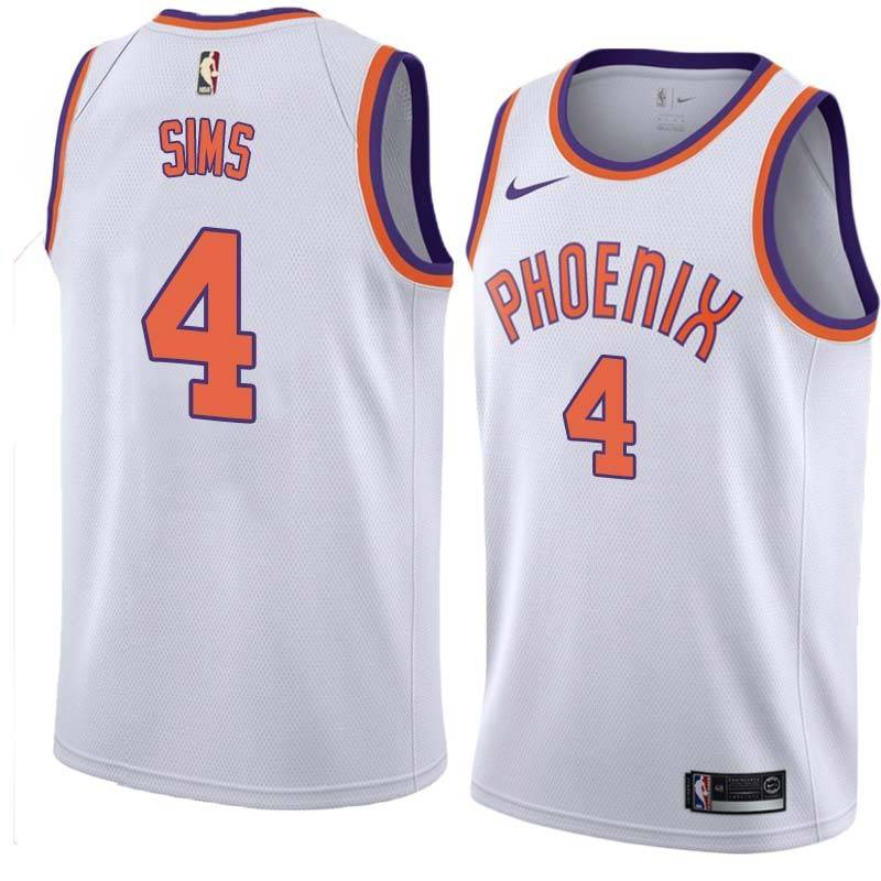 White Courtney Sims SUNS #4 Twill Basketball Jersey FREE SHIPPING