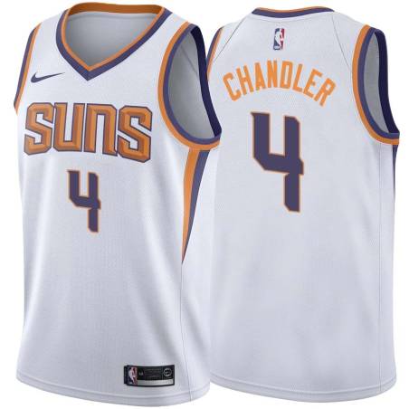 White2 Tyson Chandler SUNS #4 Twill Basketball Jersey FREE SHIPPING