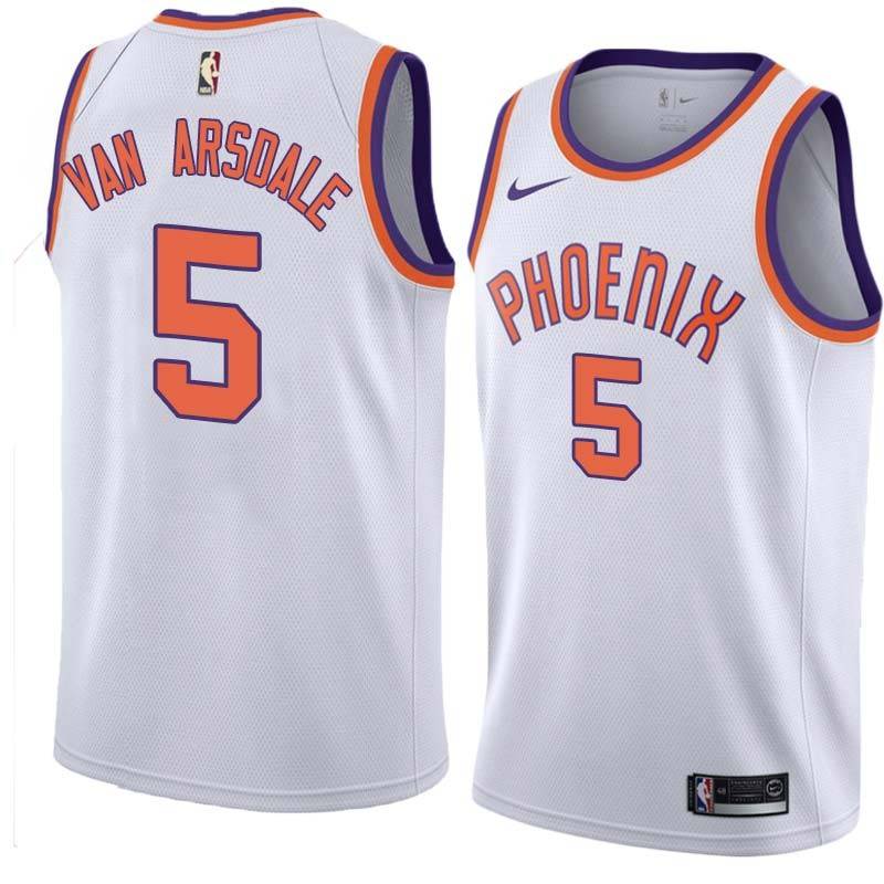 White Dick Van Arsdale SUNS #5 Twill Basketball Jersey FREE SHIPPING