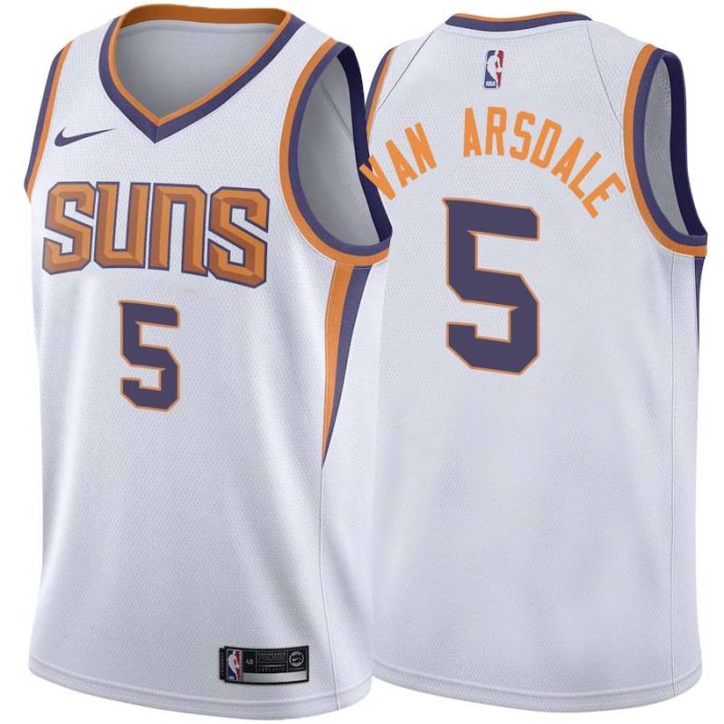 White2 Dick Van Arsdale SUNS #5 Twill Basketball Jersey FREE SHIPPING