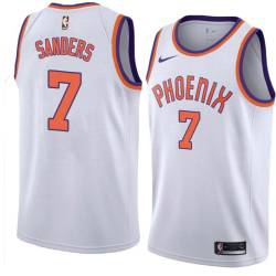 White Mike Sanders SUNS #7 Twill Basketball Jersey FREE SHIPPING