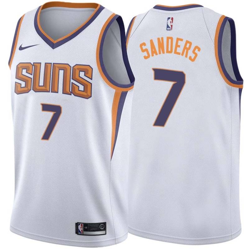 White2 Mike Sanders SUNS #7 Twill Basketball Jersey FREE SHIPPING