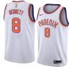 White Mario Bennett SUNS #8 Twill Basketball Jersey FREE SHIPPING