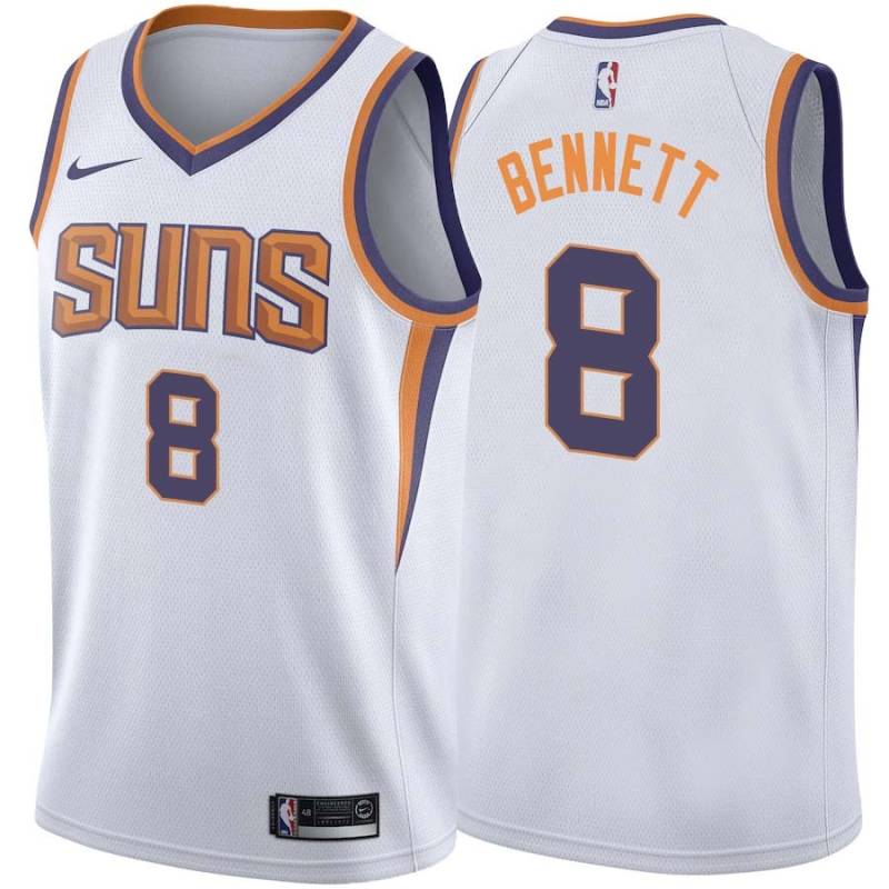 White2 Mario Bennett SUNS #8 Twill Basketball Jersey FREE SHIPPING