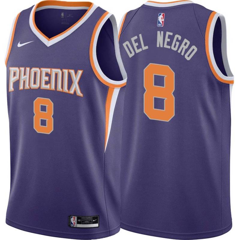 Purple Vinny Del Negro SUNS #8 Twill Basketball Jersey FREE SHIPPING