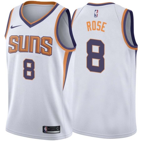 White2 Jalen Rose SUNS #8 Twill Basketball Jersey FREE SHIPPING