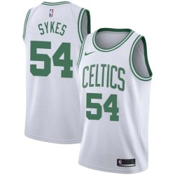 White Larry Sykes Twill Basketball Jersey -Celtics #54 Sykes Twill Jerseys, FREE SHIPPING