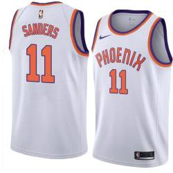 White Mike Sanders SUNS #11 Twill Basketball Jersey FREE SHIPPING