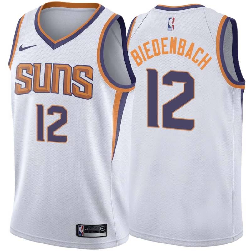 White2 Ed Biedenbach SUNS #12 Twill Basketball Jersey FREE SHIPPING