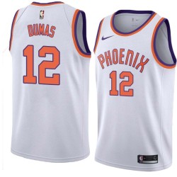 White Richard Dumas SUNS #12 Twill Basketball Jersey FREE SHIPPING