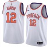 White Jared Harper SUNS #12 Twill Basketball Jersey FREE SHIPPING