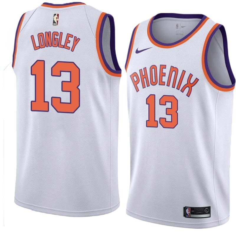 White Luc Longley SUNS #13 Twill Basketball Jersey FREE SHIPPING