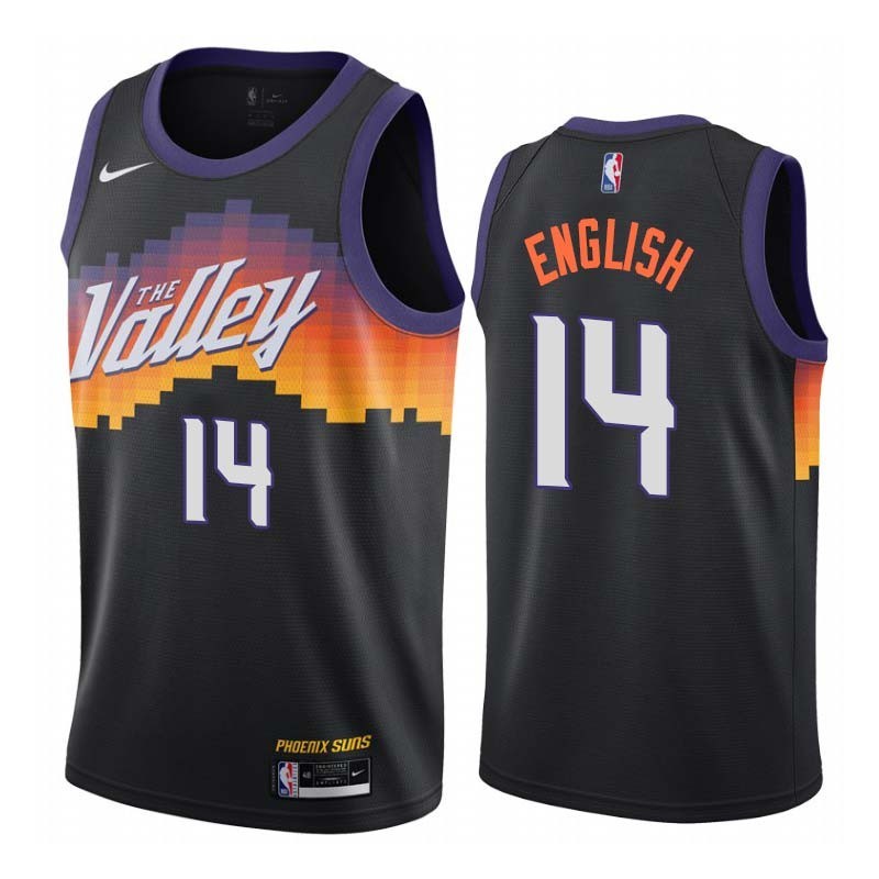 Black_City_The_Valley Scott English SUNS #14 Twill Basketball Jersey FREE SHIPPING