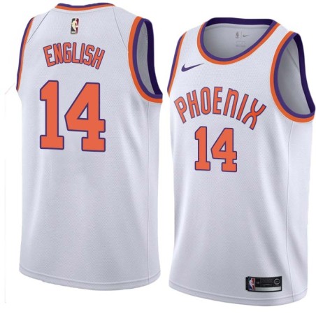 White Scott English SUNS #14 Twill Basketball Jersey FREE SHIPPING