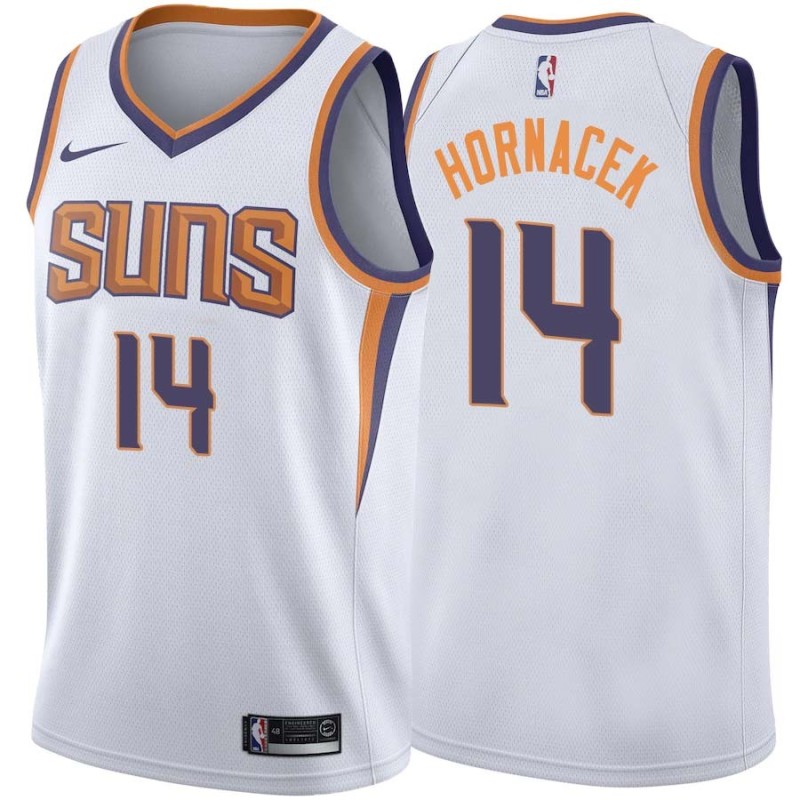 White2 Jeff Hornacek SUNS #14 Twill Basketball Jersey FREE SHIPPING