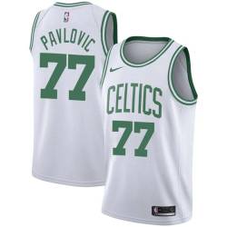 White Sasha Pavlovic Twill Basketball Jersey -Celtics #77 Pavlovic Twill Jerseys, FREE SHIPPING