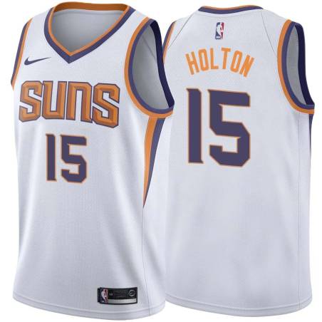 White2 Michael Holton SUNS #15 Twill Basketball Jersey FREE SHIPPING