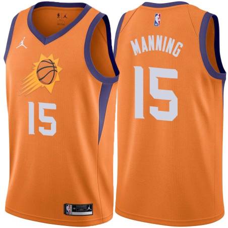 Orange Danny Manning SUNS #15 Twill Basketball Jersey FREE SHIPPING