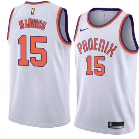 White Danny Manning SUNS #15 Twill Basketball Jersey FREE SHIPPING