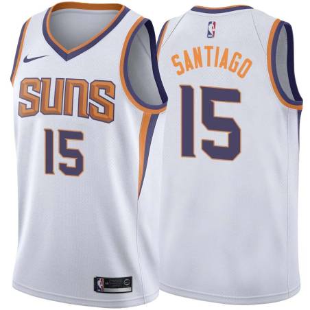 White2 Daniel Santiago SUNS #15 Twill Basketball Jersey FREE SHIPPING