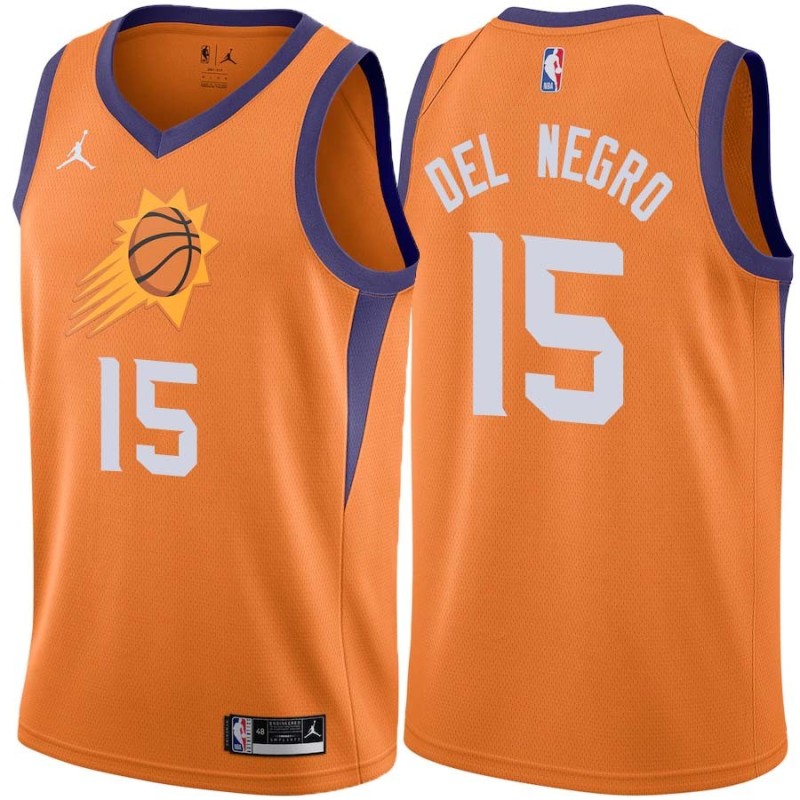 Orange Vinny Del Negro SUNS #15 Twill Basketball Jersey FREE SHIPPING