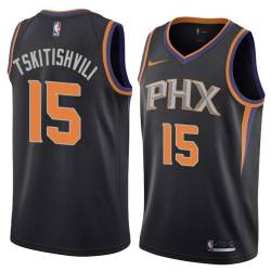 Black Nikoloz Tskitishvili SUNS #15 Twill Basketball Jersey FREE SHIPPING