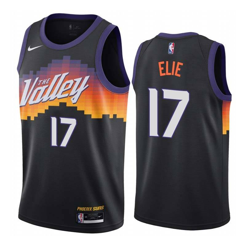 Black_City_The_Valley Mario Elie SUNS #17 Twill Basketball Jersey FREE SHIPPING