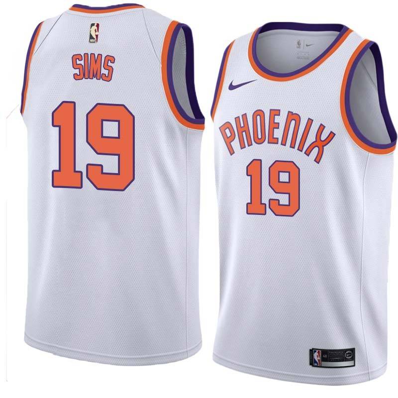 White Alvin Sims SUNS #19 Twill Basketball Jersey FREE SHIPPING