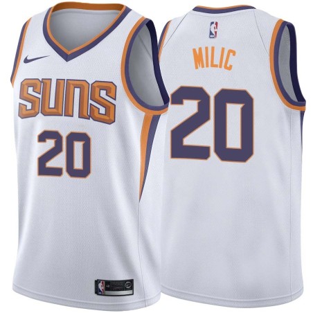 White2 Marko Milic SUNS #20 Twill Basketball Jersey FREE SHIPPING