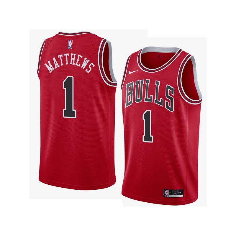 Wes Matthews Twill Basketball Jersey -Bulls #1 Matthews Twill Jerseys, FREE SHIPPING