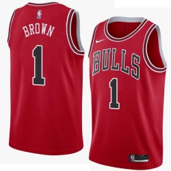 Red Randy Brown Twill Basketball Jersey -Bulls #1 Brown Twill Jerseys, FREE SHIPPING