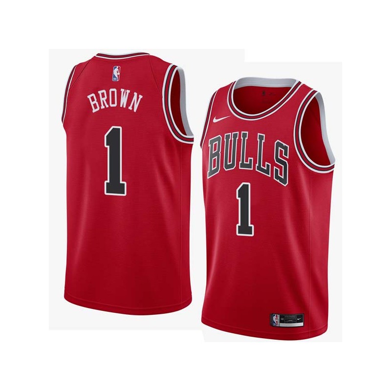 Red Randy Brown Twill Basketball Jersey -Bulls #1 Brown Twill Jerseys, FREE SHIPPING