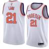 White Antonio Lang SUNS #21 Twill Basketball Jersey FREE SHIPPING