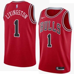 Red Randy Livingston Twill Basketball Jersey -Bulls #1 Livingston Twill Jerseys, FREE SHIPPING