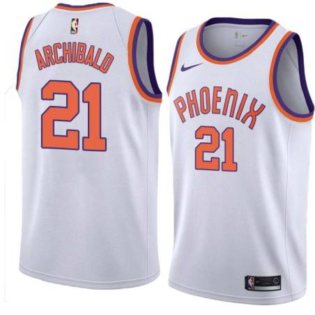 White Robert Archibald SUNS #21 Twill Basketball Jersey FREE SHIPPING