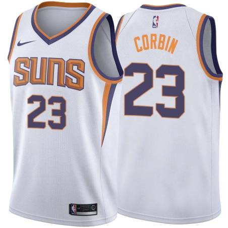 White2 Tyrone Corbin SUNS #23 Twill Basketball Jersey FREE SHIPPING