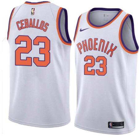 White Cedric Ceballos SUNS #23 Twill Basketball Jersey FREE SHIPPING