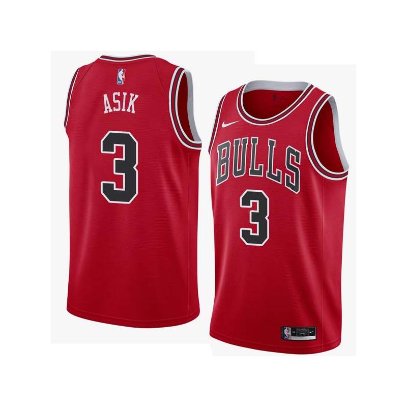 Red Omer Asik Twill Basketball Jersey -Bulls #3 Asik Twill Jerseys, FREE SHIPPING