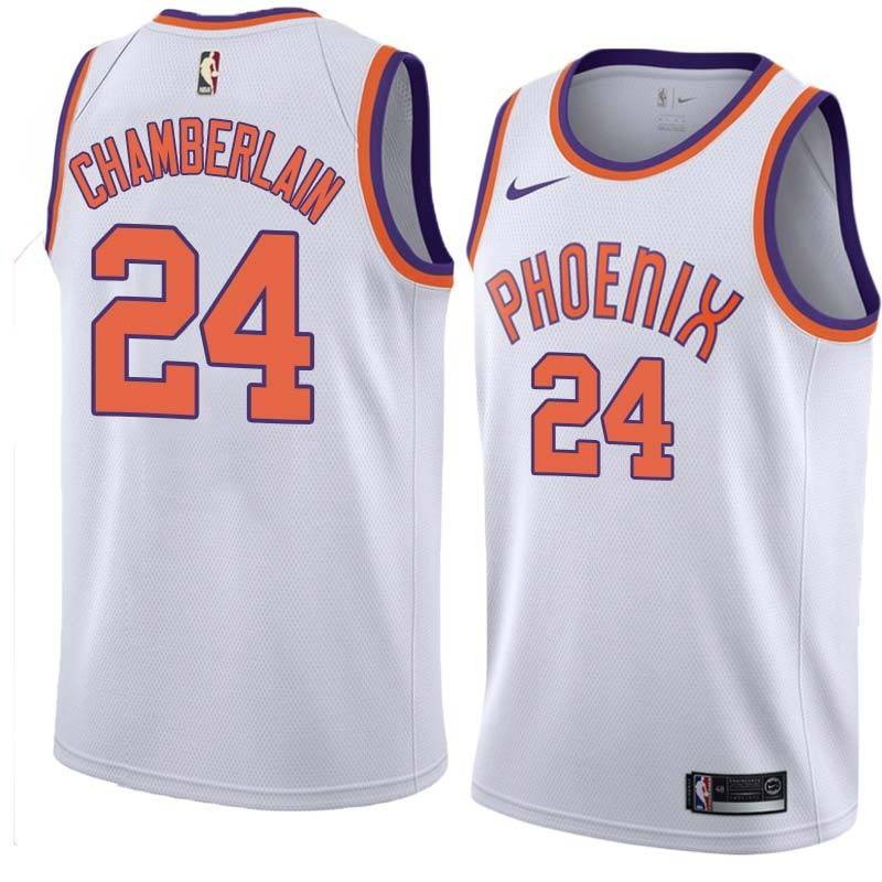 White Bill Chamberlain SUNS #24 Twill Basketball Jersey FREE SHIPPING