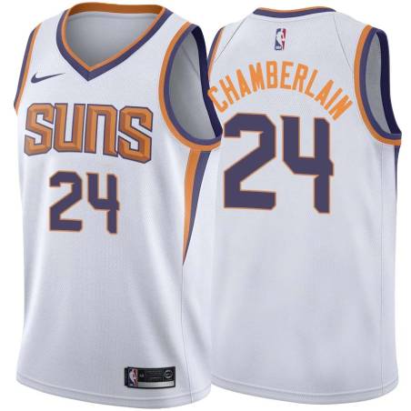 White2 Bill Chamberlain SUNS #24 Twill Basketball Jersey FREE SHIPPING