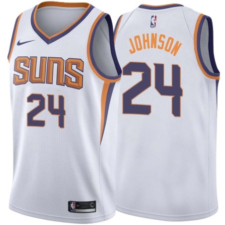 White2 Dennis Johnson SUNS #24 Twill Basketball Jersey FREE SHIPPING