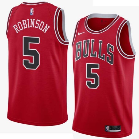 Red Flynn Robinson Twill Basketball Jersey -Bulls #5 Robinson Twill Jerseys, FREE SHIPPING