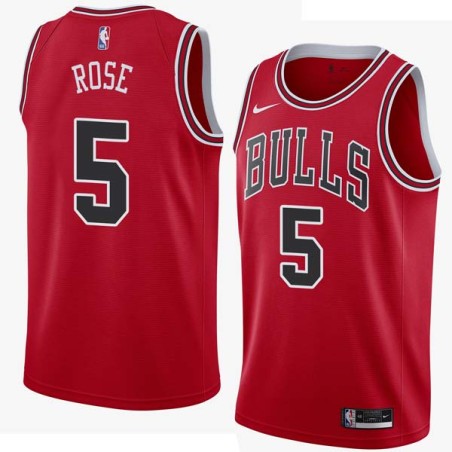 Red Jalen Rose Twill Basketball Jersey -Bulls #5 Rose Twill Jerseys, FREE SHIPPING