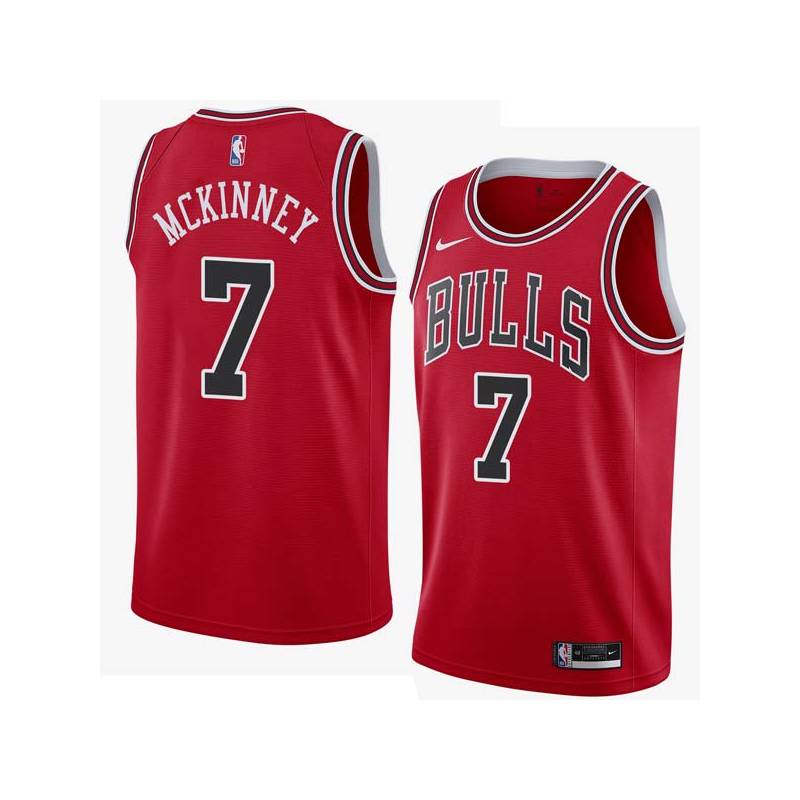 Red Billy McKinney Twill Basketball Jersey -Bulls #7 McKinney Twill Jerseys, FREE SHIPPING