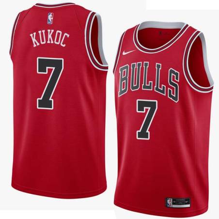 Red Toni Kukoc Twill Basketball Jersey -Bulls #7 Kukoc Twill Jerseys, FREE SHIPPING