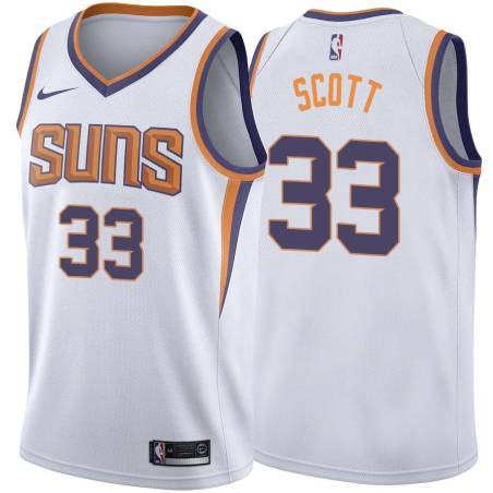 White2 Charlie Scott SUNS #33 Twill Basketball Jersey FREE SHIPPING